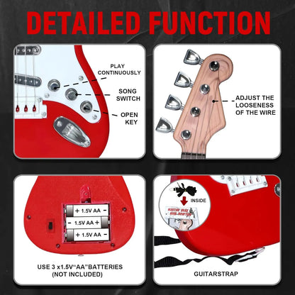 Kids Electric Guitar Toy - 4-String Multifunctional Electronic Musical Instrument, Portable Children's Guitar