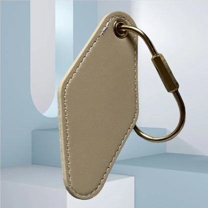 Vintage Custom Logo Diamond Shape PU Leather Keychain Personalized Name Key Chain Ring Personalize Hotel Door Number Keyring
