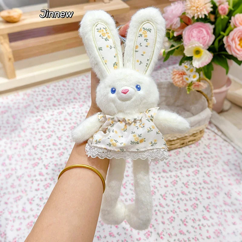 30cm Cute Pull-out Rabbit Plush Toy Keychain Creative Plush Ear Pulling Bunny Pendant Bag Charm Kids Stress Relief Gift