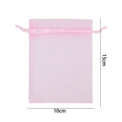 100/10pcs Multi-size Organza Bags Transparent Mesh Jewelry Candy Pouches Wedding Party Baby Shower Gift Drawstring Packaging Bag