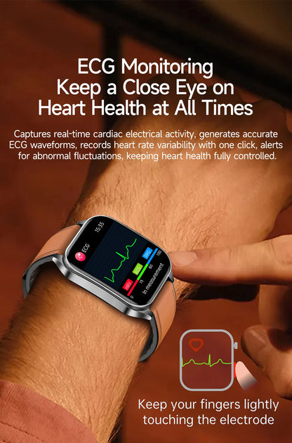 GUHUAVMI New Laser Therapy ECG+PPG Smart Watch Health Monitor Blood Lipids Uric Acid Heart Rate Tracking Monitoring Smartwatches