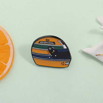 Racing Driver Enamel Pins Custom Brazil Racing Legend Helmet Brooches Lapel Badges Clothes Funny Jewelry Gift for Kids Friends