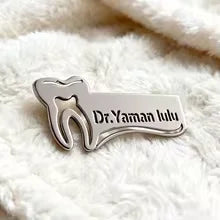 Customized Stainless Steel Dentist Brooch Personalized and Simple Laser Engraved Dentist Exclusive Nameplate Suitable for Daily