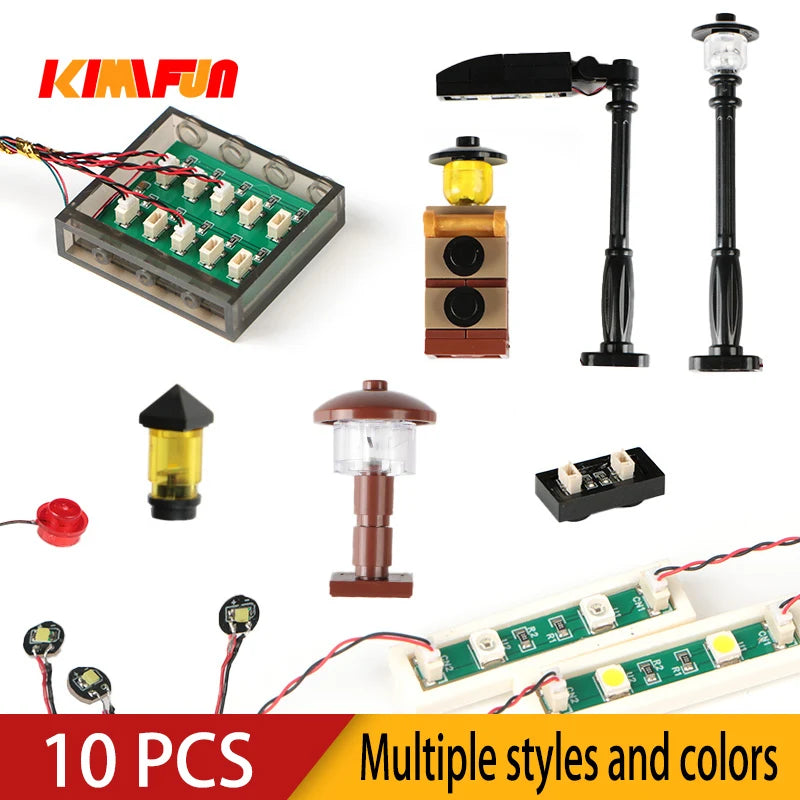 10PCS 0.8mm Pin RGB LED For LEGO Building Blocks USB Lamp DIY Street Light City Electric Decorate 1X1 Brick Compatible All Brand