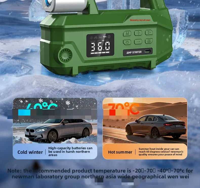 2-in-1 Car Jump Starter with Air Pump Portable Battery Booster Digital Tire Inflator for Car Truck Motorcycle