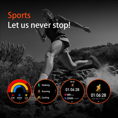 Smartwatch LIGE 2026 wojskowy, bateria 1400mAh, dla mężczyzn, latarka zewnętrzna, wodoodporność IP68, pulsometr, połączenia Bluetooth, bransoletka sportowa