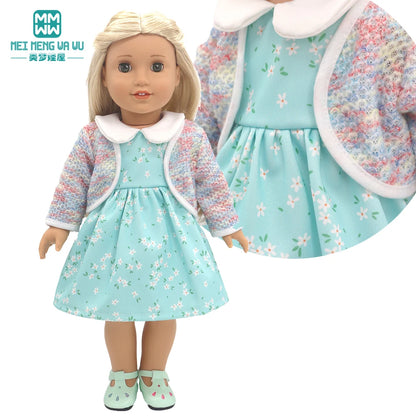 Fits 17-18inch American Doll and New Born Doll Clothes Fashion Dresses, Hooded Jumpsuit, Cardigan Strap Skirts Toys Gifts