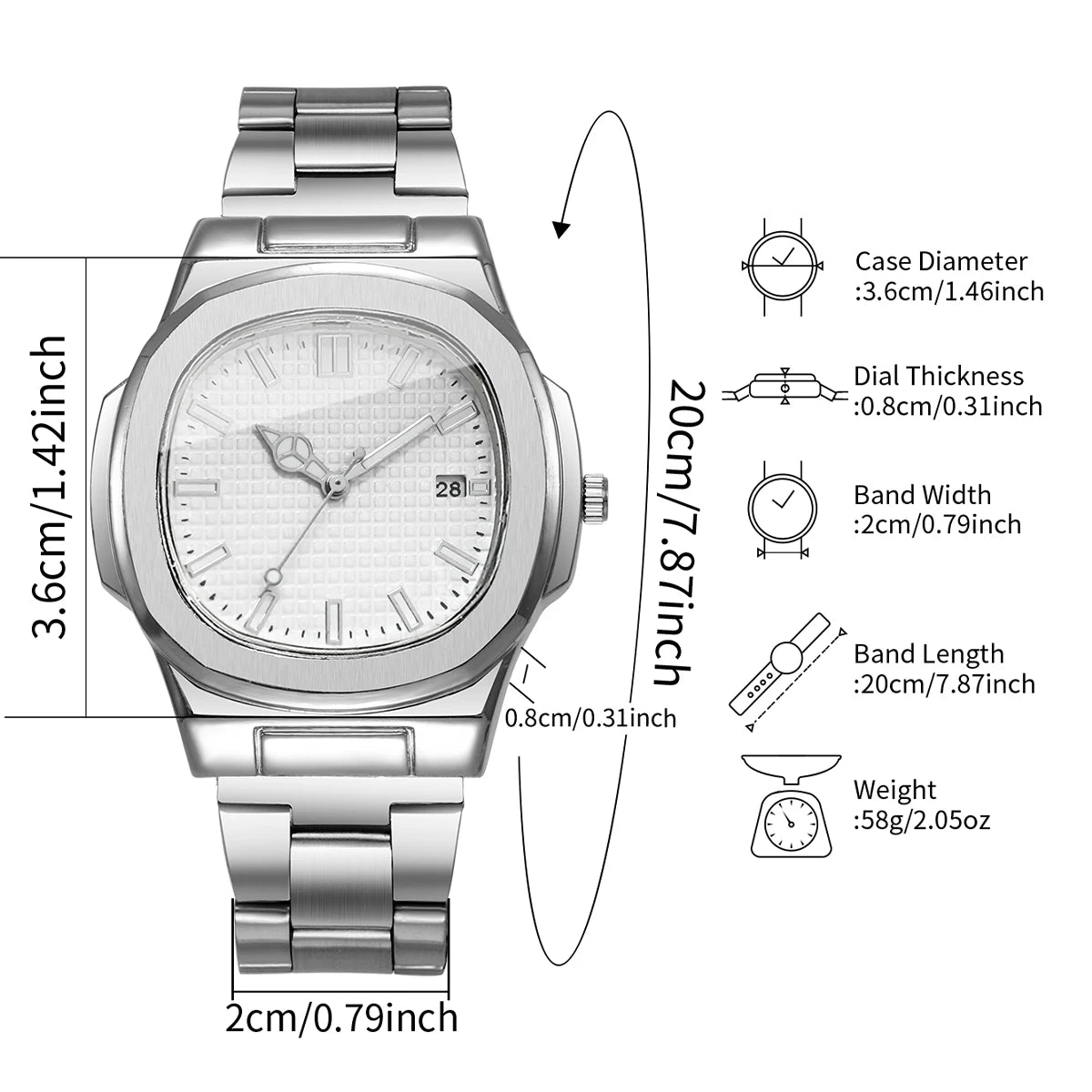 2/4PCS Fashion Men Business Watches Set Simple Square Mens Quartz Watch with Calendar Reloj Hombre（Without Box）