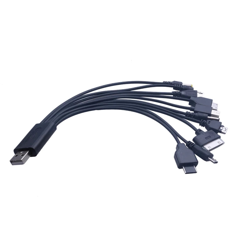 10In1 USB to Multi-ports USB Cable Universal Phone Charging Cable Multi-head Charging Cable Cord For Samsung Nokia Phone Charger