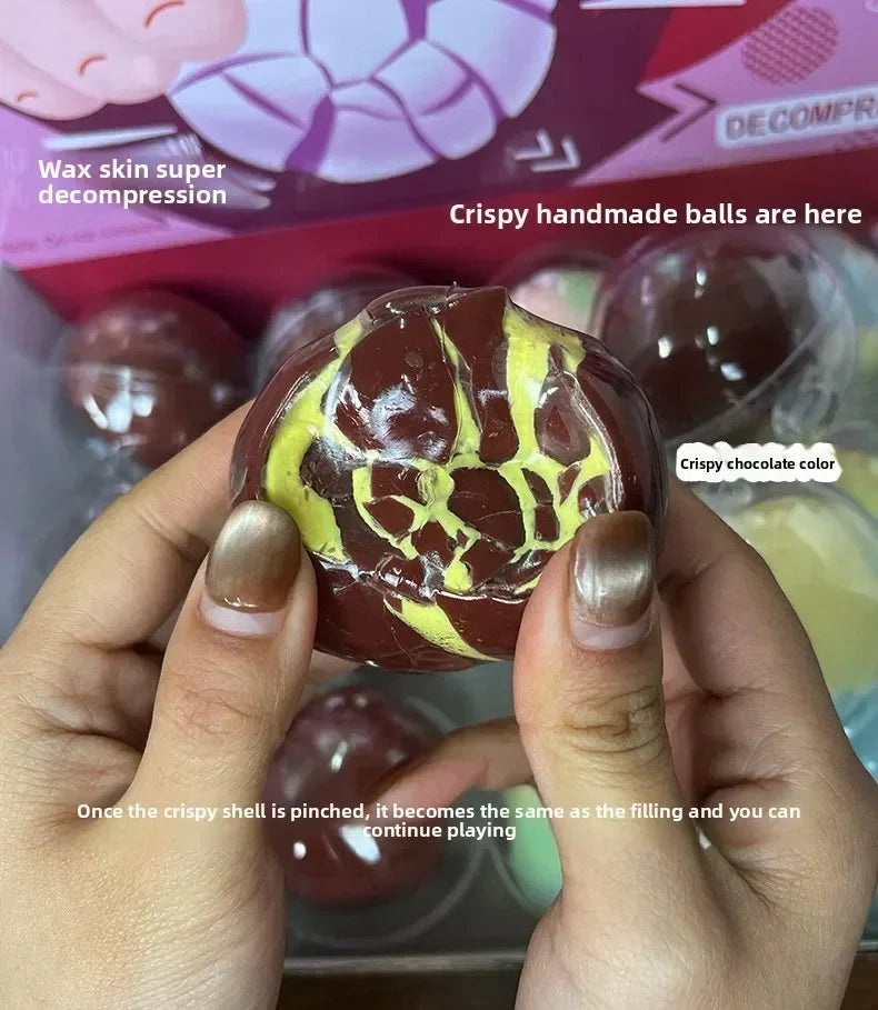 Squishy Stress Balls Slow Rebound Wax Skin Squeeze Toy for Kids Adult Quiet Sensory Fidget Toy Soothing Relieving Stress크런치 말랑이