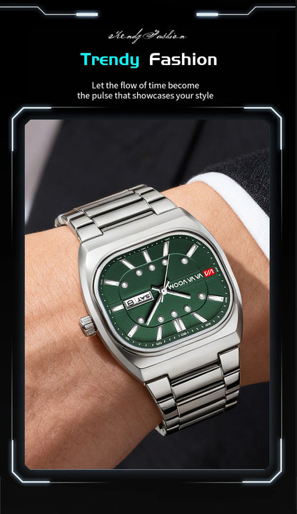 2026 New Men Watches 40mm Square Quartz Movement Analog Diving Series Clock Black Stainless Steel Top Brand Watch for Men montre