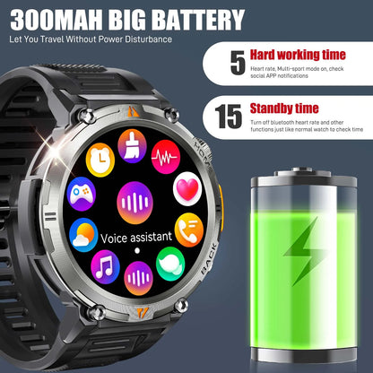 EIGIIS KE3 2025 New Bluetooth Call smartwatch for men Full Touch Screen With Health Monitor heart rate Flashlight Smart watch