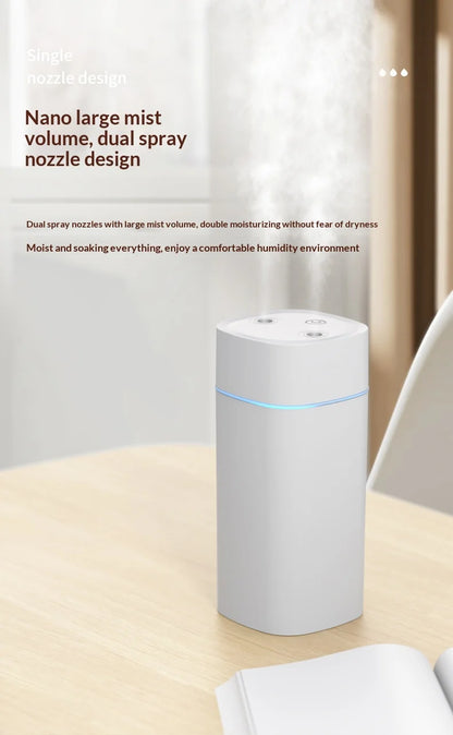 Mini USB Dual Spray Humidifier Desktop Air Purifier for Home Bedroom Portable Aromatherapy Moisturizing Air Cleaner