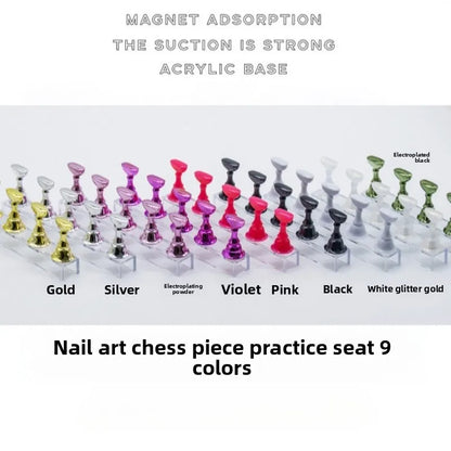 5pcs Nail Holder False Nail Tip Practice Stand Crystal Base Magnetic Holder Nail Art Display For Art Salon DIY & Practice Tools