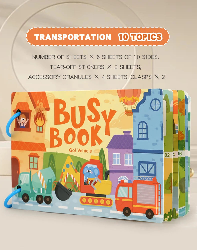 Busy Book for Kids Quiet Book Sticker Montessori Early Educational Toy Toddlers Matching Puzzles Game Baby Learning Toys Gifts