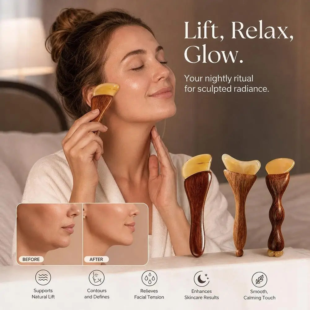 Natural Facial Beauty Massager Lotus Seedpod Brass Bead Rosewood Gua Sha Tool Non-Irritating for Gentle Face Lifting Massage