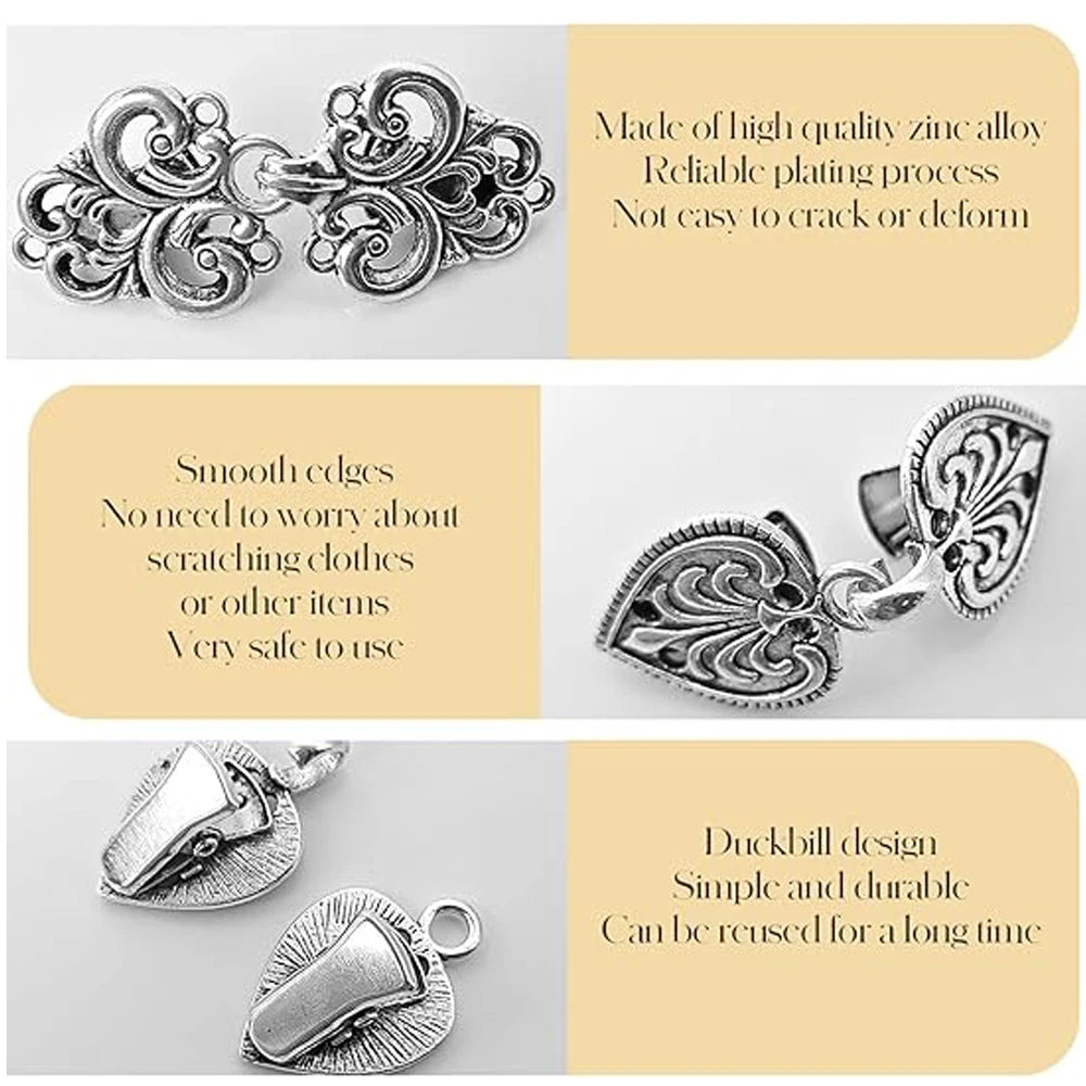 4pcs Vintage Sweater Swirl Clip Cape Cloak Clips for Dress Retro Cardigan Clip Shawl Clasp Shirt Button Clip for Girl Women