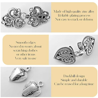 4pcs Vintage Sweater Swirl Clip Cape Cloak Clips for Dress Retro Cardigan Clip Shawl Clasp Shirt Button Clip for Girl Women