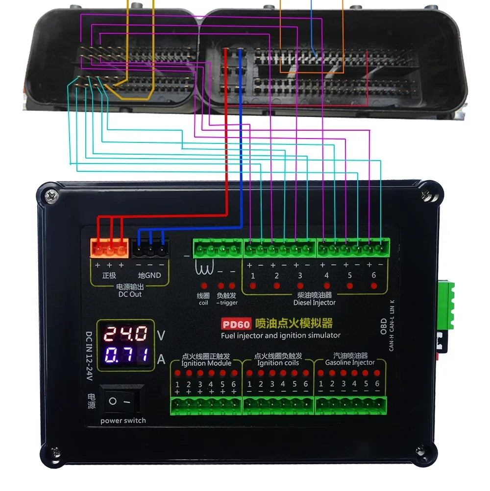 PD60 Auto Injector Fuel Injection Ignition Simulator Gasoline and Diesel Vehicle Car Computer Board ECU Maintenance Tester