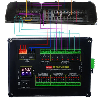 PD60 Auto Injector Fuel Injection Ignition Simulator Gasoline and Diesel Vehicle Car Computer Board ECU Maintenance Tester