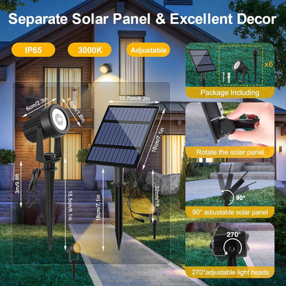 1/2/4/6 LEDS Solar Spotlight Outdoor Garden Wall Lamp for Tree Street Decor IP65 Waterproof LED Landscape Countyard Solar Light