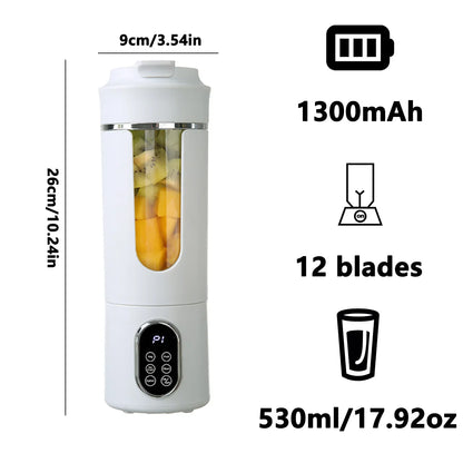 New Upgrade 530ml Wireless Portable Juicer Cup 7.4V 12 Stainless Steel Blades 4 Speed Gears USB Rechargeable Ice Crusher Mini El