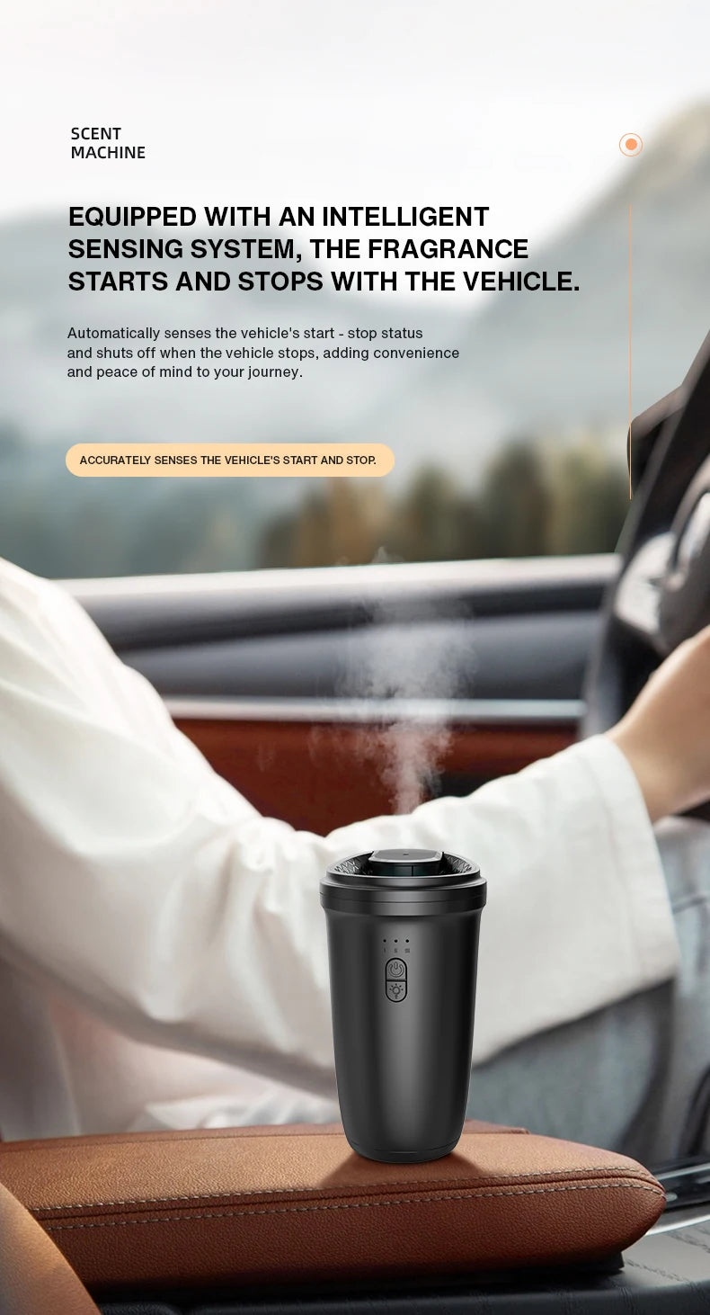 Namste 50m³ Car Air Freshener Perfume Aroma Diffuser No Water Essential Oils Aluminum Alloy Material Button Type-c Charge