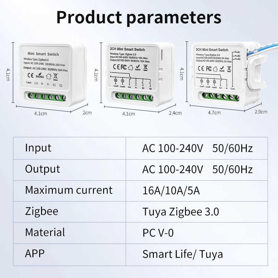 1/2/3 Gang Tuya Smart Light Switch Module Zigbee 3.0 Smart Life for Alexa Google Home Yandex DIY Remote Breaker Delay 100-240V