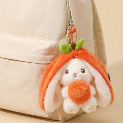 New Cute Fruit Bunny Plush Toy Creative Durian Pineapple Carrot Strawberry Turn Into Rabbit Soft Doll Birthday Christmas Gift