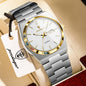 POEDAGAR Trendy Casual Man Watch Luminous Waterproof Stainless Steel Classic Men Wristwatch Date Week Men's Quartz Watches Reloj