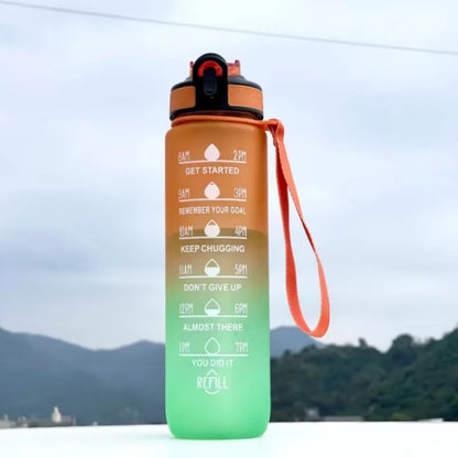 Gradient Color 1000ml Plastic Water Bottle with Straw Leak-Proof Sports Water Bottle for Outdoor Travel Fitness Cycling