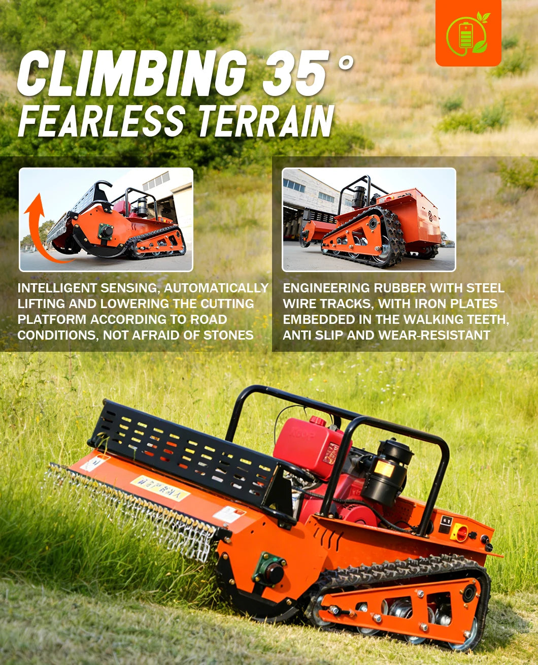 Customized diesel lawn mower that can climb slopes GPS all terrain tracked lawn mowing robot