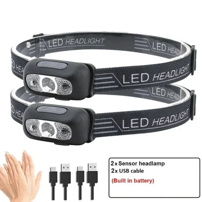 500 Lumen USB Rechargeable Headlamp Motion Sensor Bright LED Running Fishing Flash Head lamp Headlight Infrared Sensor Light