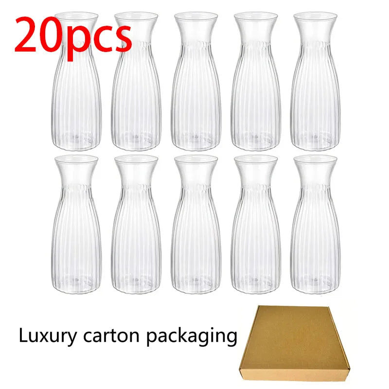 Striped Design Clear Plastic Vases for DIY Floral Arrangements Durable Home Wedding Table Centerpiece Decor