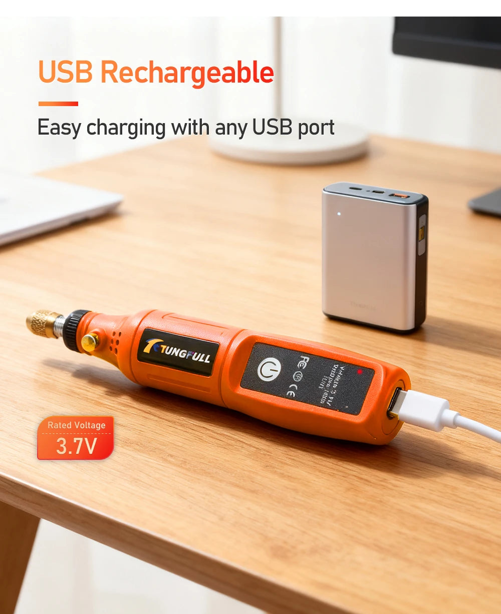 Mini Electric Rotary Tool 16000RPM USB Charging Power Tool Set 3.7V Lithium-Ion Battery Cordless Drill Pen for DIY Craft