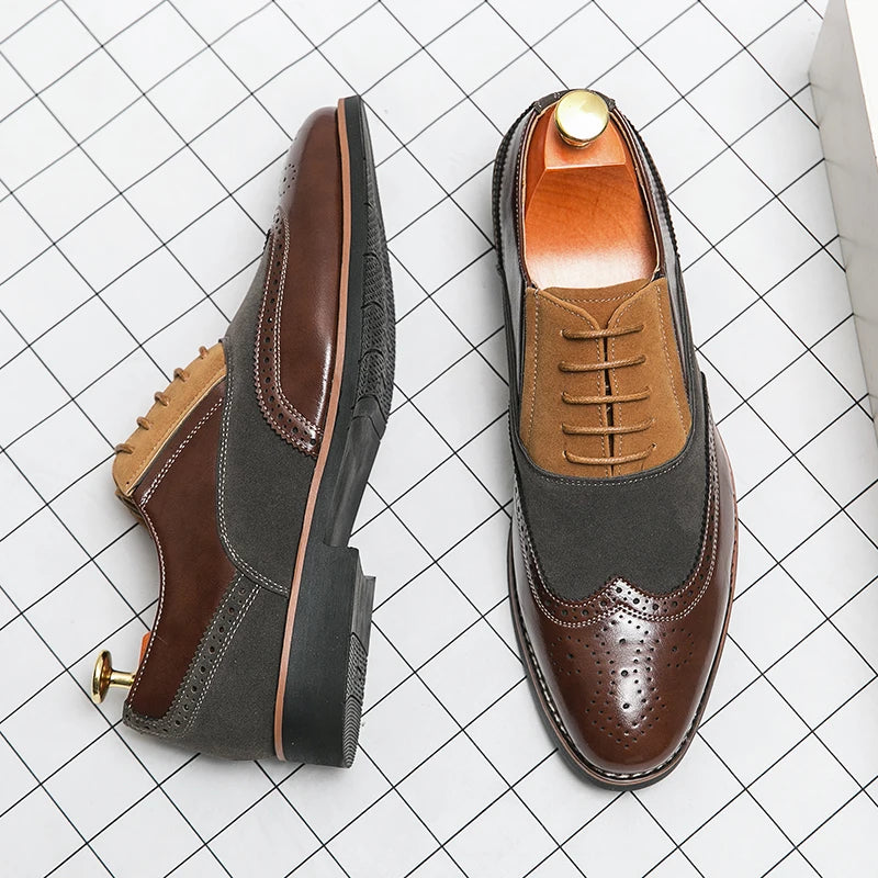 Retro Oxfords Shoes Men Classic Men's Dress Shoes Casual Business Social Brogues Shoes For Wedding
