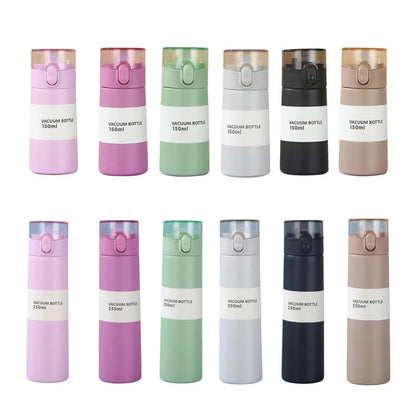 Cute Mini Thermos Cup with Straw Stainless Steel Pocket Insulated Bottle Portable Mini Kawaii Kids Water Cup Drinkware Thermos