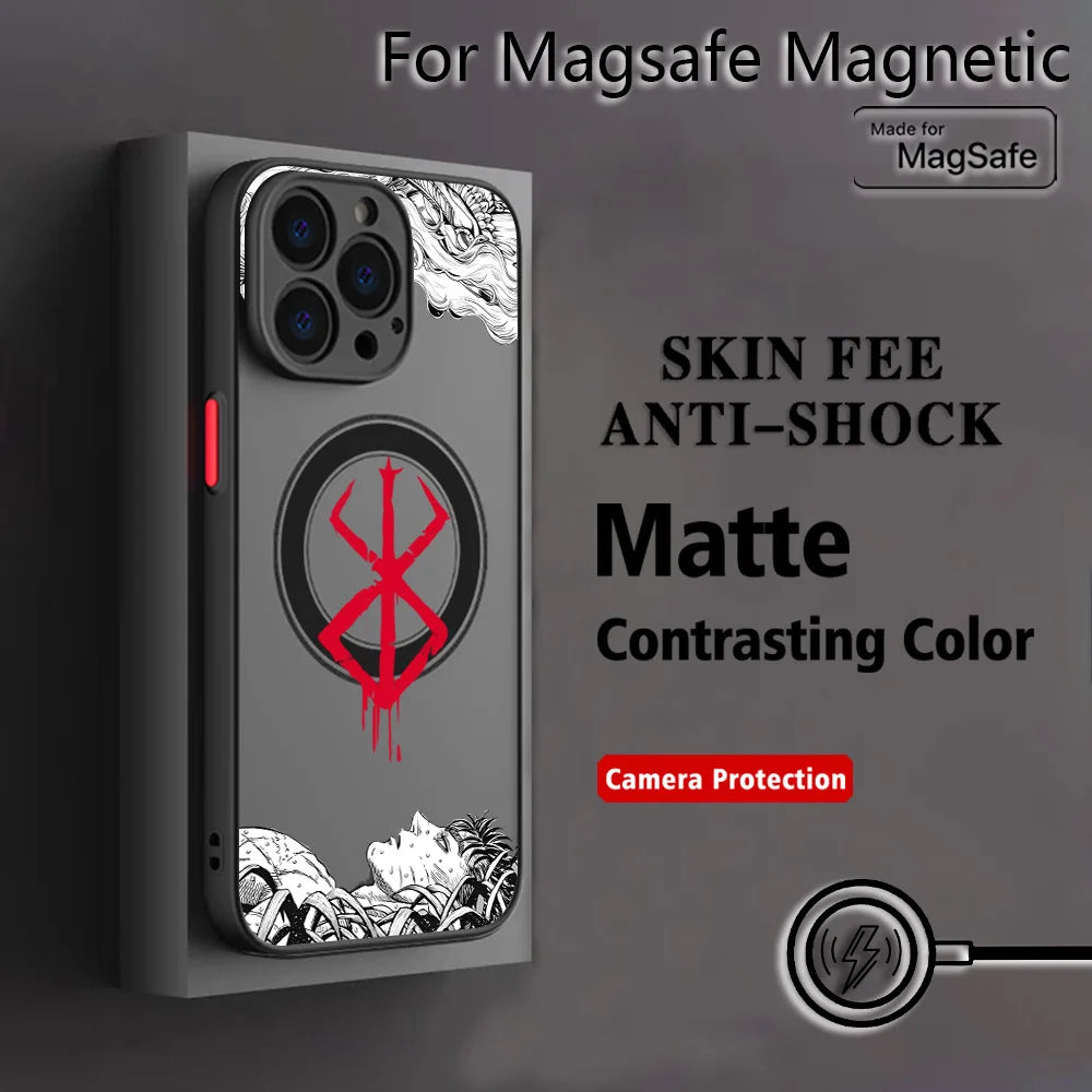 Hot Anime B-BerserkS Cool Phone Case for iPhone 17 16 15 14 13 12 11 Pro Max Mini XR XS X 7 8 Plus Matte Magnetic Back Cover