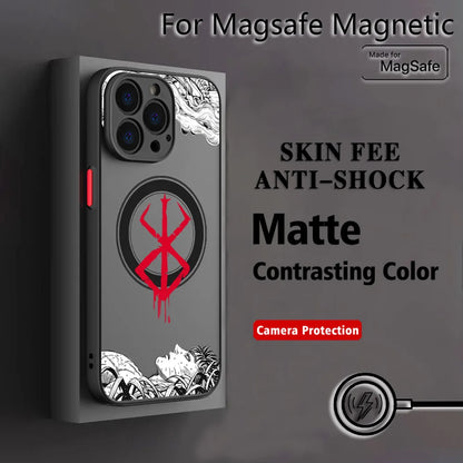 Hot Anime B-BerserkS Cool Phone Case for iPhone 17 16 15 14 13 12 11 Pro Max Mini XR XS X 7 8 Plus Matte Magnetic Back Cover
