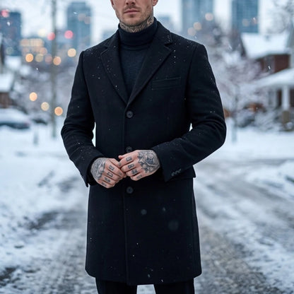 New Men's Wool Blend Single-Breasted Trench Coat | Warm Casual Streetwear Overcoat | Autumn Winter Outdoor Jacket [Soft]