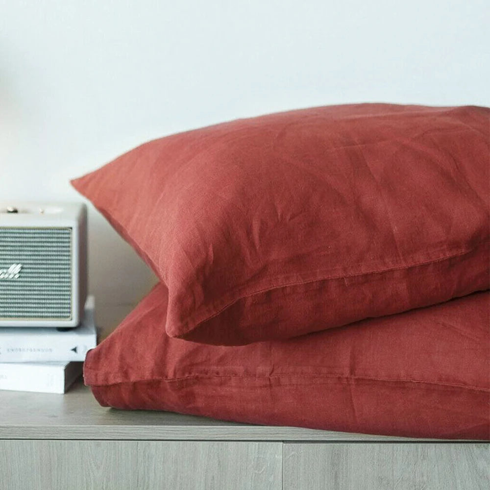 100% French Linen Soft Breathable Pillow Covers Decorative Square Throw Pillow Covers for Bed Couch Sofa Envelope Closure