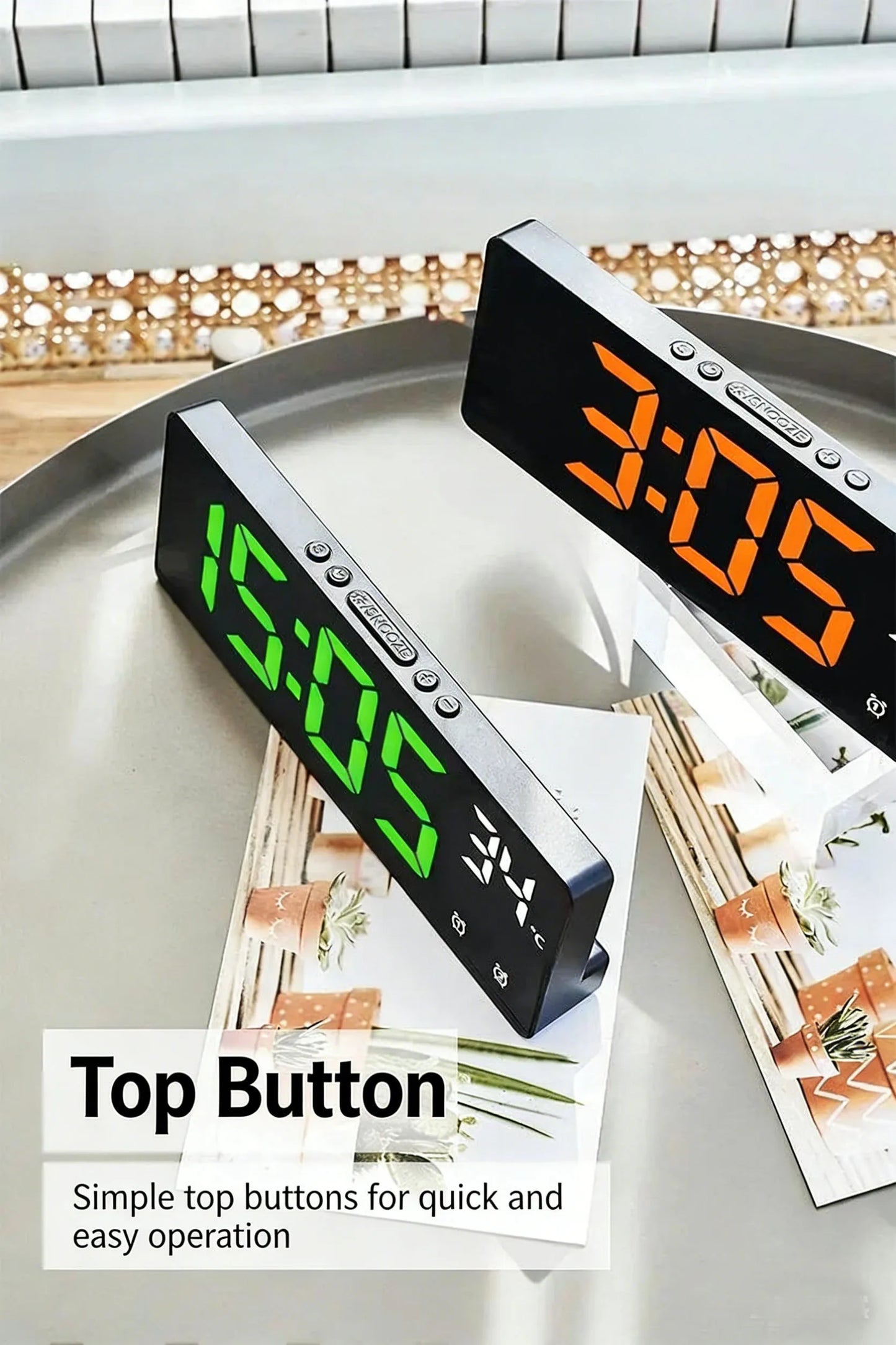 Voice Control Digital Alarm Clock Temperature Dual Alarm Snooze Desktop Table Clock Night Mode 12/24H LED Clock Watch Desk
