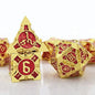 7 Pcs Cosplay D4-D20 DND Brass Gold Polyhedral Sharp Edge Casino Dice Rpg Table Board Game Tray Gem Stone Dragon Metal Steel Set