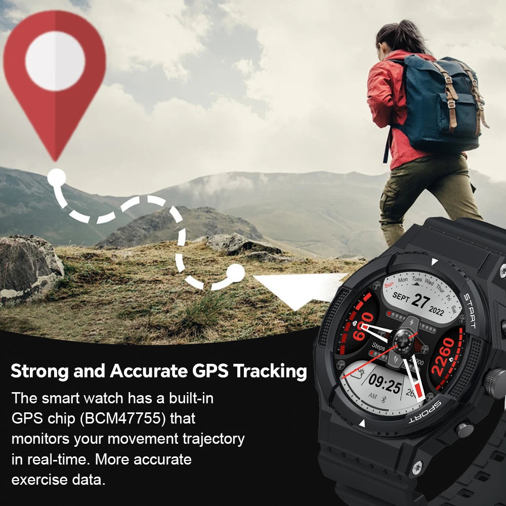 LIGE 2026 Outdoor GPS Sports Tracker Smart Watch Men 1.28"HD Compass Bluetooth Call Waterproof Smartwatch Men For Android IOS