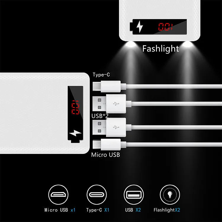 DIY Power Bank 10 slots 18650 Battery Holder Battery Box Micro Type C Dual USB Ports Mobile Phone Charger 18650 Power Bank Case