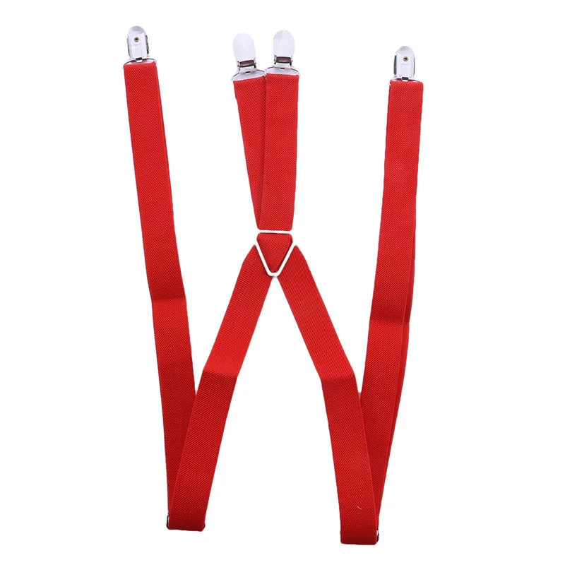 Solid Color Elastic Polyester Suspenders Braces Men Women Black Red Adjustable Straps For Wedding Suit Skirt Accessories Gifts