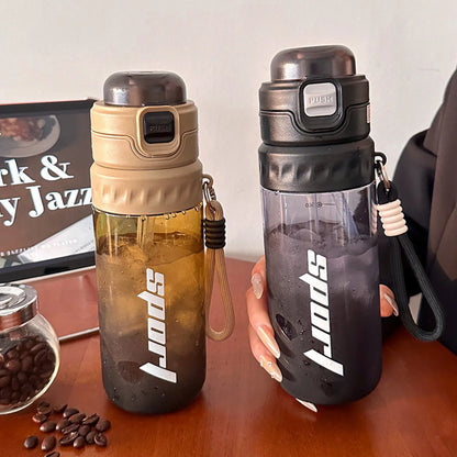 750ML Portable Mist Spray Water Bottle with Straw Double Drinking Sports Bottle for Office School Travel Gym Yoga