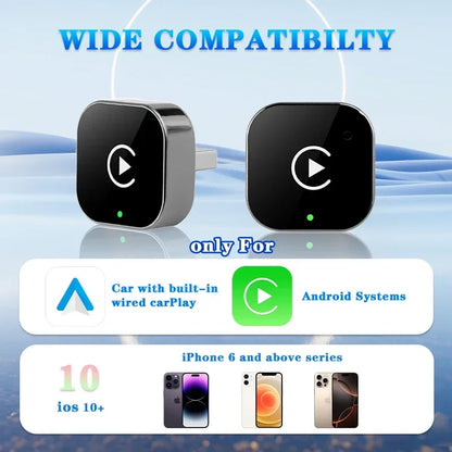 2 IN 1 Wireless Carplay & Android Auto Adapter Wired to Wireless Carplay Dongle Mini Plug & Play Auto Connect For iPhone Android