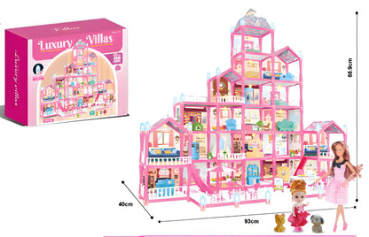 Girls Villa Castle Model Building Block Sets  DIY Bricks Toys  Doll house Villa Children Pretend Play Toys for Girls Gift