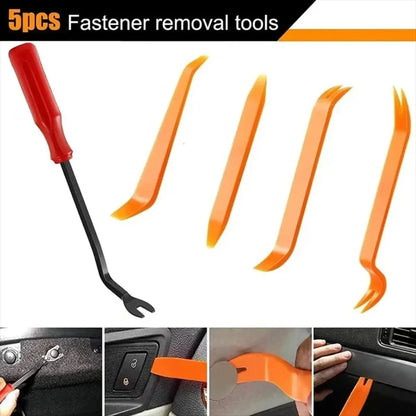 Universal Plastic Trim Removal Tool Kit – 5 Piece Non-Scratch Pry Tools for Car Interior Panel, Door Clips & Dash Disassembly